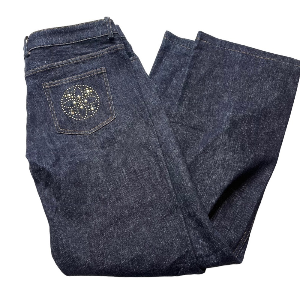 St John Women's Jeans Dark Wash Straight Leg Size 12 Design Pocket EUC